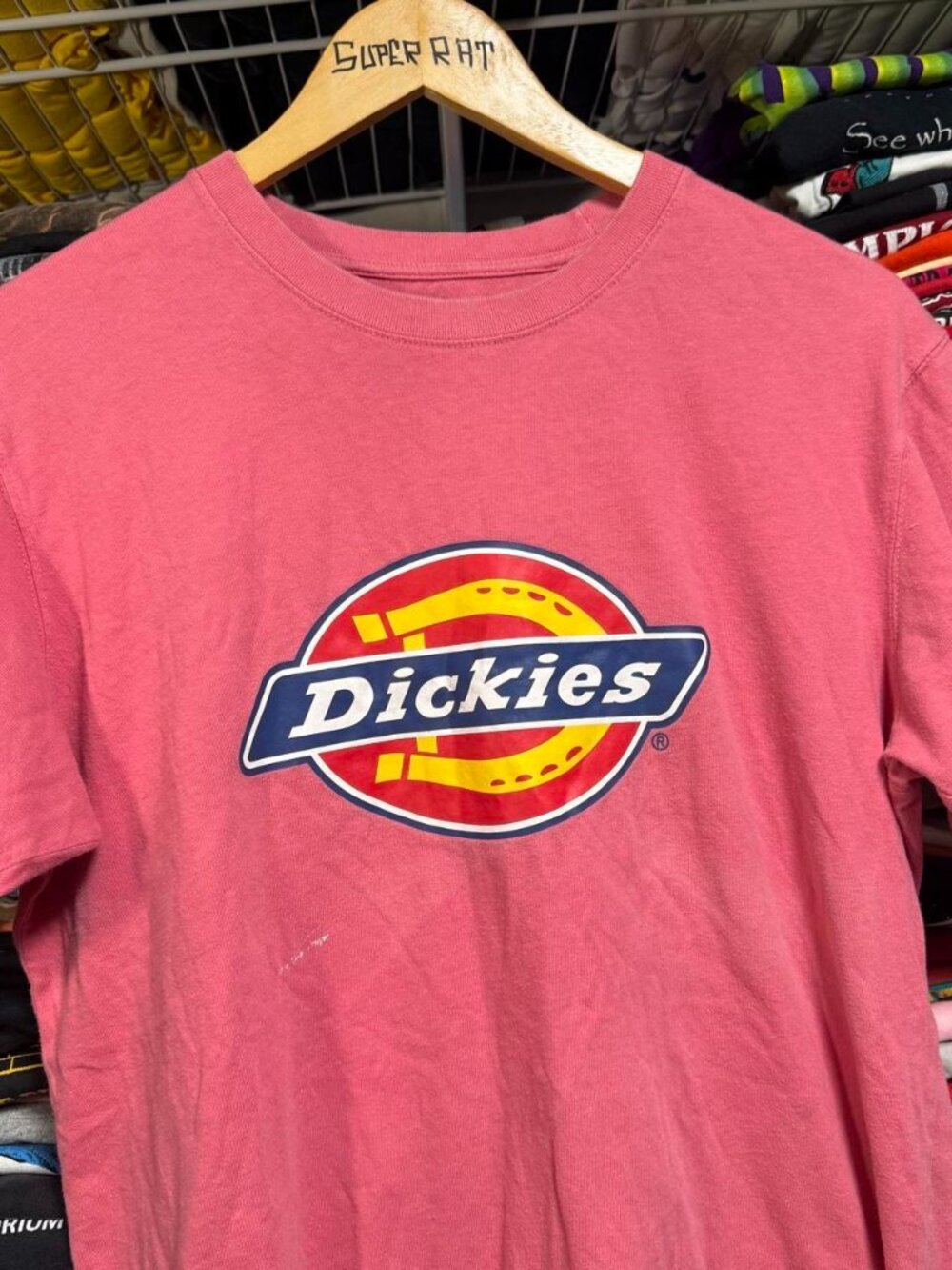 Pink dickies classic logo graphic t shirt